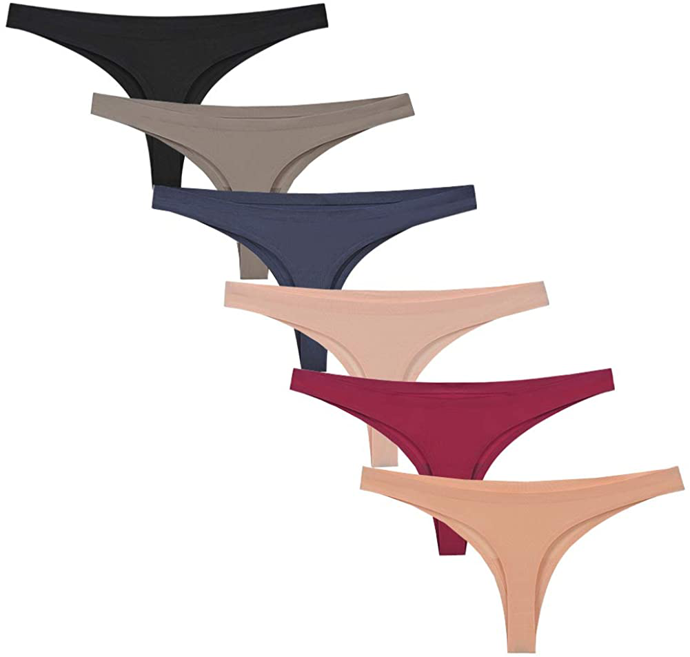 Closecret Lingerie Women 6 Pack Seamless Thongs Underwear Ice Silk Comfy G-string Panties Apparel & Accessories > Clothing > Underwear & Socks > Underwear Closecret Style 10 Large