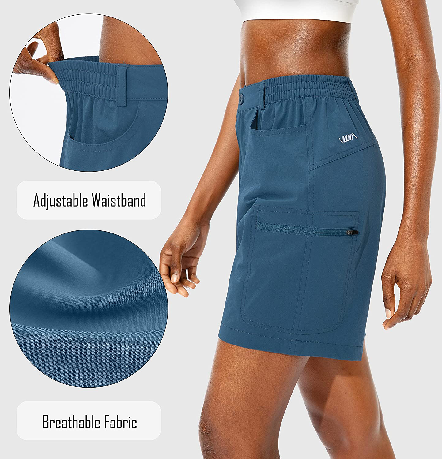 Viodia Women'S Hiking Cargo Shorts Quick Dry Stretch Lightweight Camping Shorts for Women with Zipper Pockets Apparel & Accessories > Clothing > Shorts Kylie Max