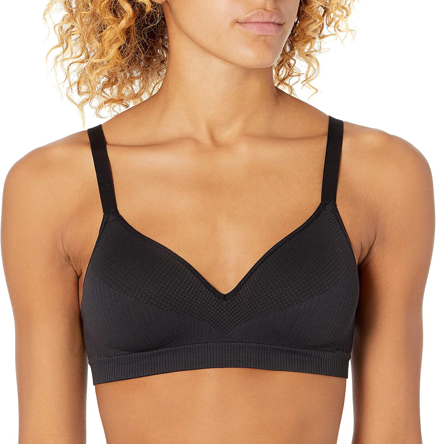 Hanes Women's Perfect Coverage ComfortFlex Wirefree Bra MHG260 Apparel & Accessories > Clothing > Underwear & Socks > Bras Hanes Black Rib 3X-Large