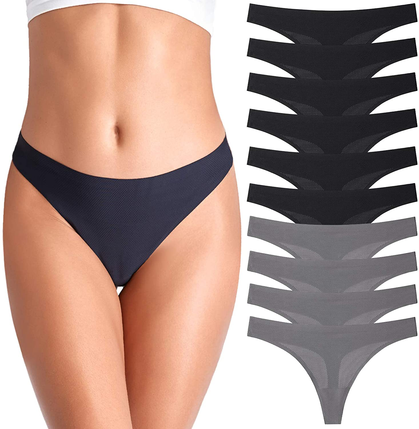 Thong underwear for women,No Show Breathable Cotton Womens Thongs Underwear Seamless Thongs for Women Apparel & Accessories > Clothing > Underwear & Socks > Underwear QOVOQ Multicoloured H-10pack Large