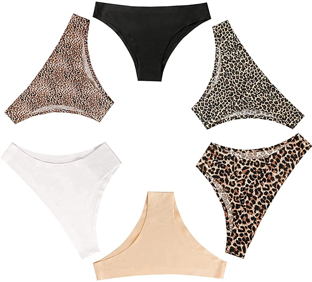 Nightaste Women Seamless No Show Tanga Panties Pack of 6Pcs Half Back Coverage Cheeky Bikini Thong Underwear Apparel & Accessories > Clothing > Underwear & Socks > Underwear Nightaste Style3 X-Large