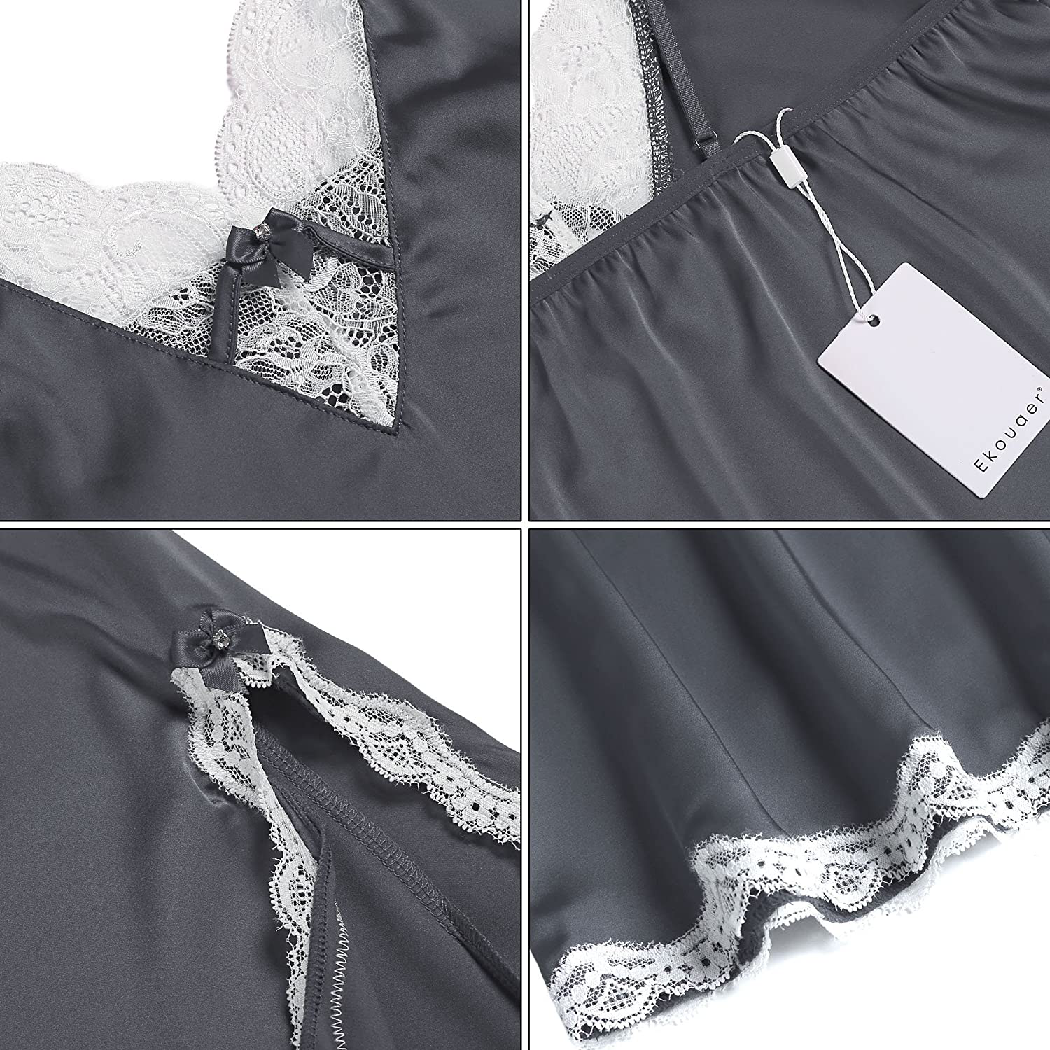 Ekouaer Sleepwear Sexy Lingerie Nightgown Lace Chemise Satin Slip Silk Negligee Nightie Bridal Babydoll for Women Apparel & Accessories > Clothing > Underwear & Socks > Lingerie Kylie Max