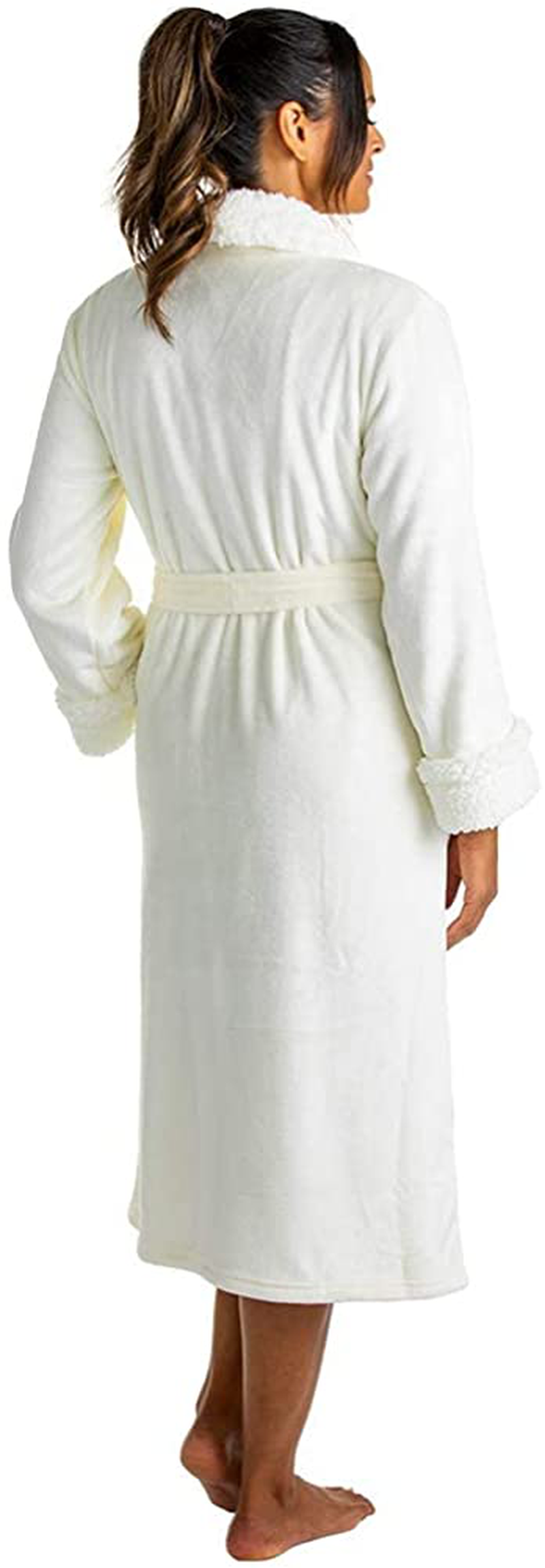 Softies Women'S Plush Sherpa Robe with Contrast Trim Apparel & Accessories > Clothing > Sleepwear & Loungewear > Robes Kylie Max