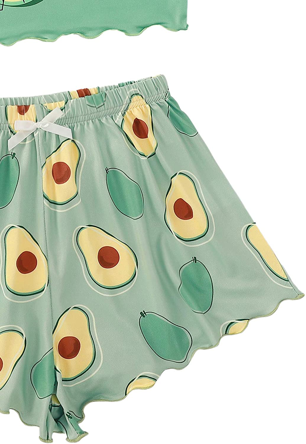 ROMWE Women'S 2 Piece PJ Set Avocado Print Crop Cami Top and Shorts Pajama Set Loungewear Apparel & Accessories > Clothing > Sleepwear & Loungewear Kylie Max