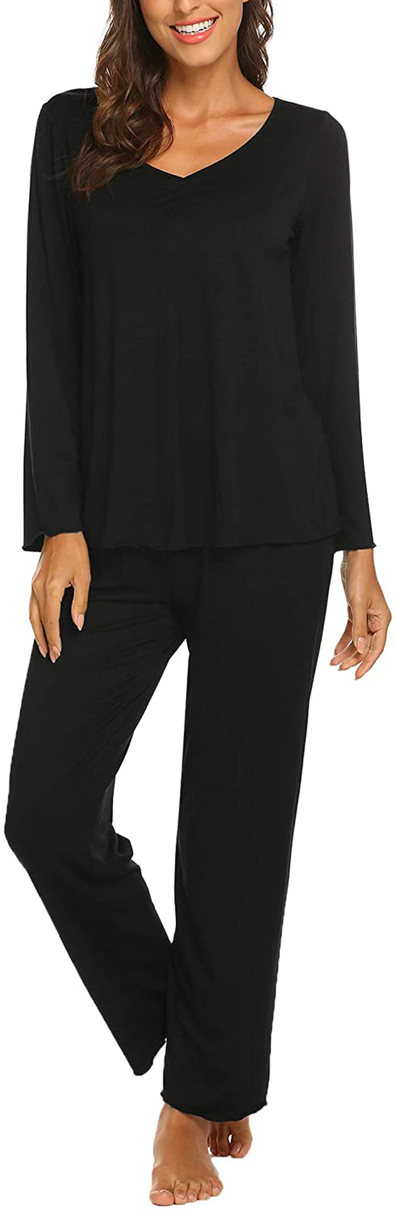 Ekouaer Women'S Pajama Set Long Sleeve Sleepwear Soft Loungewear Sets Pajamas Top and Pants Pjs S-XXL Apparel & Accessories > Clothing > Sleepwear & Loungewear > Pajamas Kylie Max