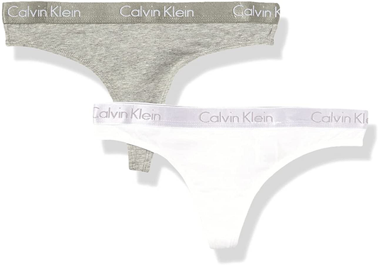 Calvin Klein Women's Motive Cotton Multipack Thong Panty Apparel & Accessories > Clothing > Underwear & Socks > Underwear Calvin Klein Grey Heather/White X-Small