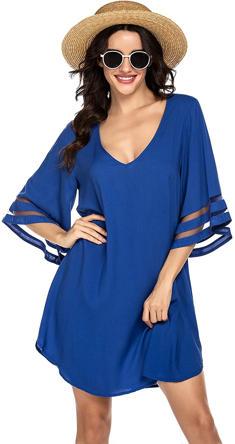 Ekouaer Women'S Swim Cover Ups for Beach Swimwear, Summer Casual Loose Sun Dress Apparel & Accessories > Clothing > Swimwear Kylie Max