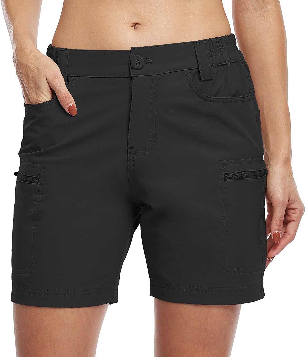 Willit Women'S Hiking Cargo Shorts Stretch Golf Active Shorts Outdoor Summer Shorts with Pockets Water Resistant 5" Apparel & Accessories > Clothing > Shorts Kylie Max