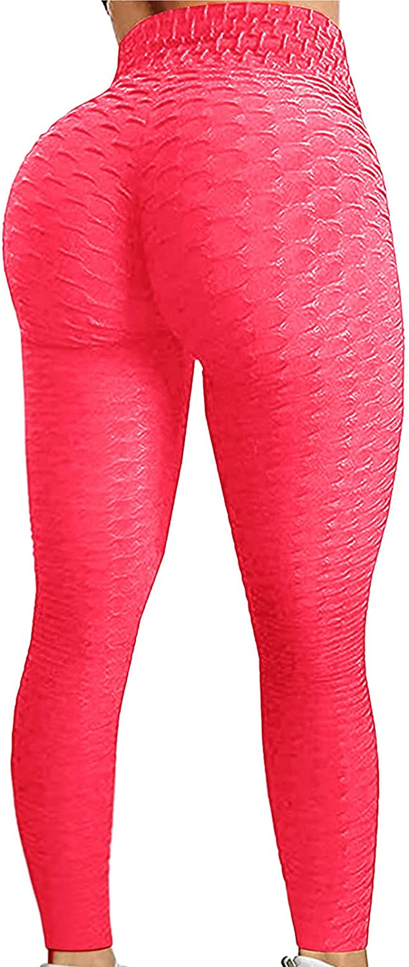 Burband Womens Anit Cellulite Texutred Booty Shaping Leggings Seamless Scrunch Butt Lifting Tummy Control Yoga Biker Pants Apparel & Accessories > Clothing > Underwear & Socks > Shapewear Burband Pink Small