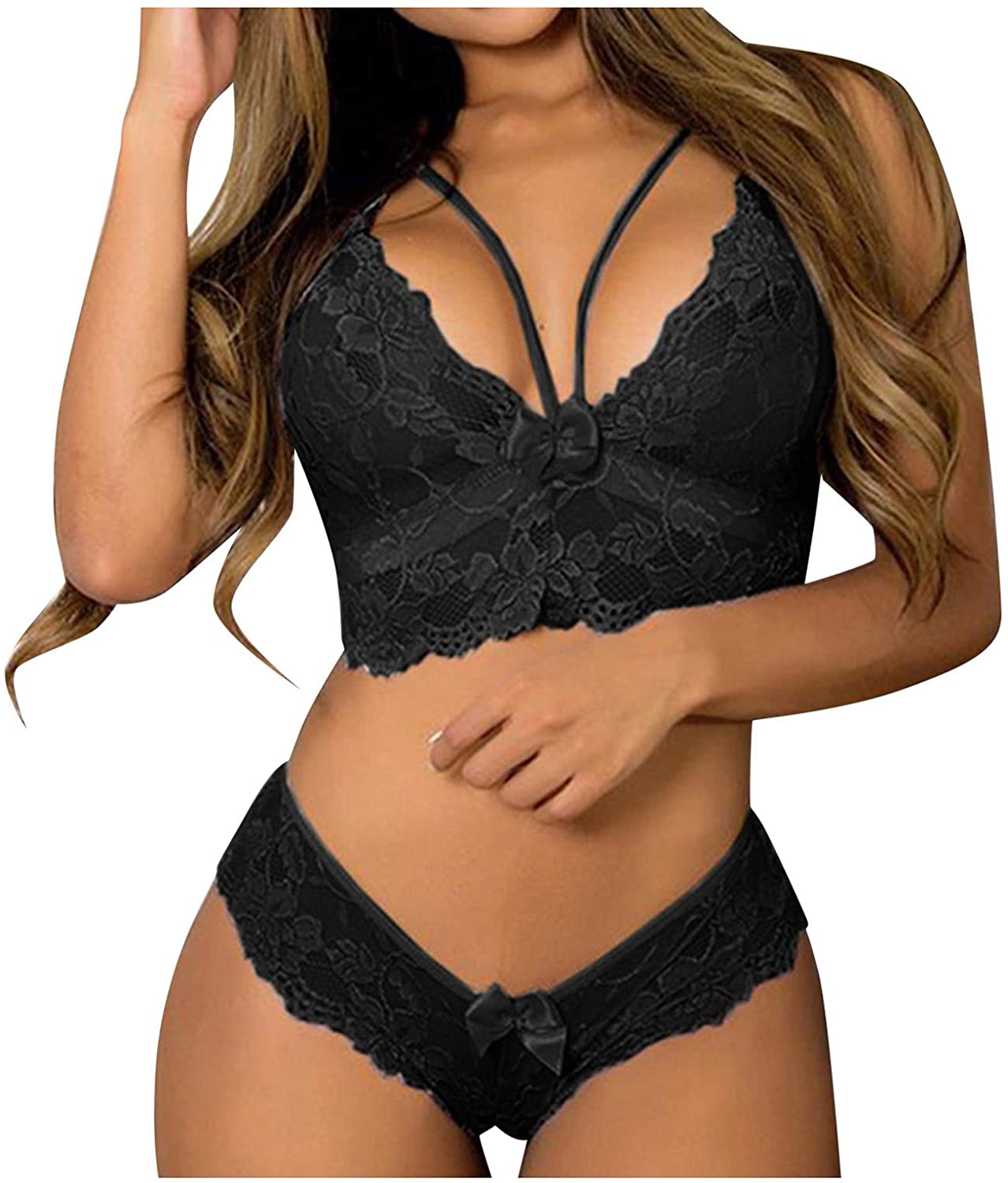 MOOKO Lingerie for Women Plus Size Lace Lingerie Sets Chemise Sleepwear Sexy Babydoll Mini Teddy Bodysuit Nightgown Apparel & Accessories > Clothing > Underwear & Socks > Lingerie MOOKO C-black 5X-Large