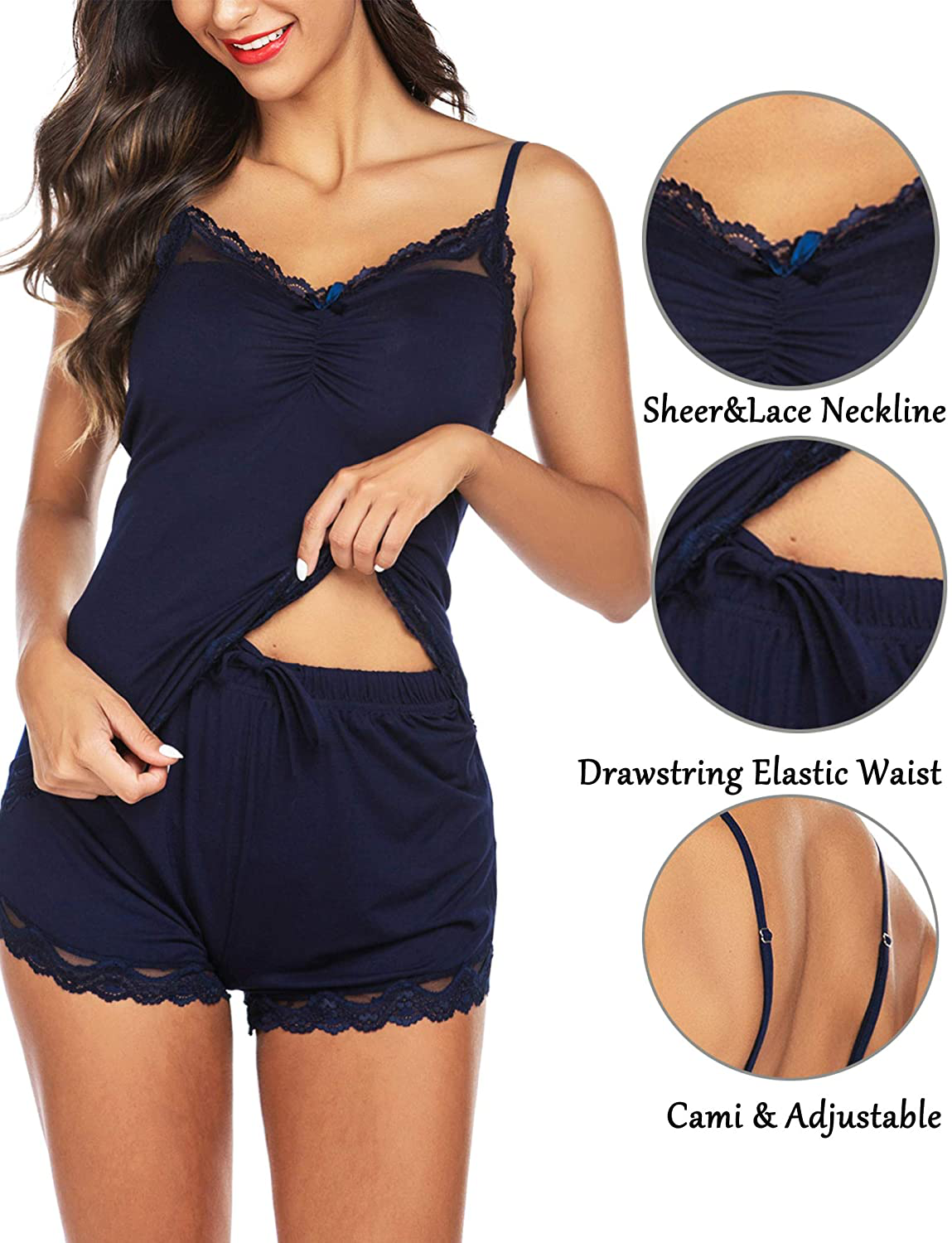 Avidlove Sexy Pajamas for Women Lace Cami PJ Set Two Piece Sleep Set with Shorts Apparel & Accessories > Clothing > Sleepwear & Loungewear Kylie Max