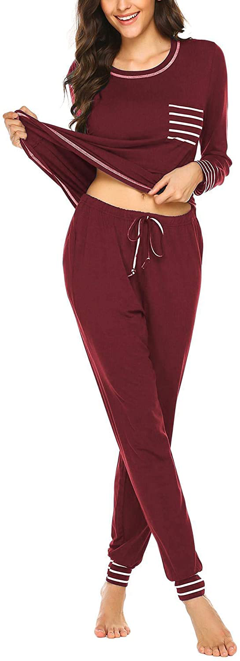 Ekouaer Pajamas Women’S Long Sleeve Sleepwear with Long Pants Soft Loungewear Pj Set S-XXL Apparel & Accessories > Clothing > Sleepwear & Loungewear > Pajamas Kylie Max