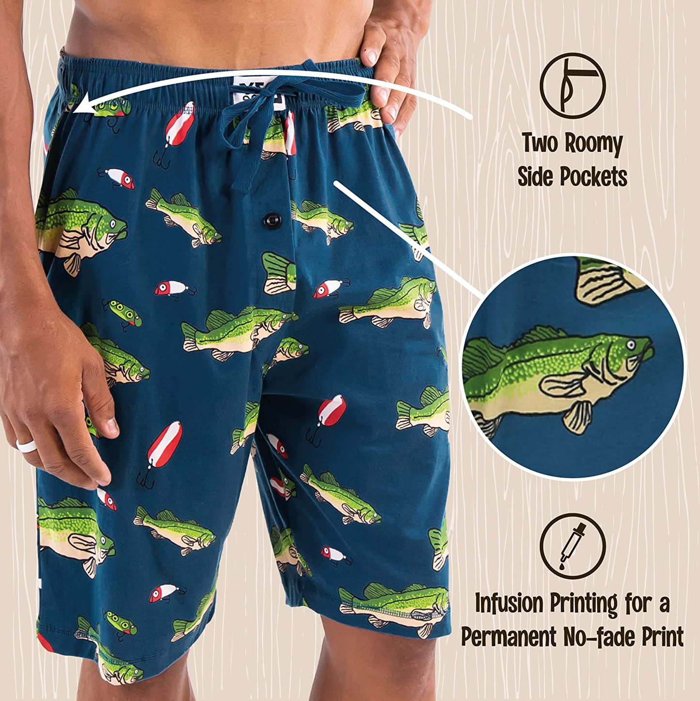 Lazy One Pajama Shorts for Men, Men'S Separate Bottoms, Cotton Loungewear Apparel & Accessories > Clothing > Sleepwear & Loungewear > Pajamas Kylie Max