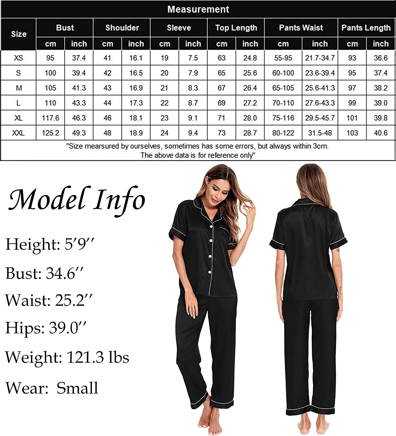 Lecgee Womens Silk Satin Pajamas Short Sleeve Loungewear Two-Piece Sleepwear Button-Down Pj Set Apparel & Accessories > Clothing > Sleepwear & Loungewear > Pajamas Kylie Max