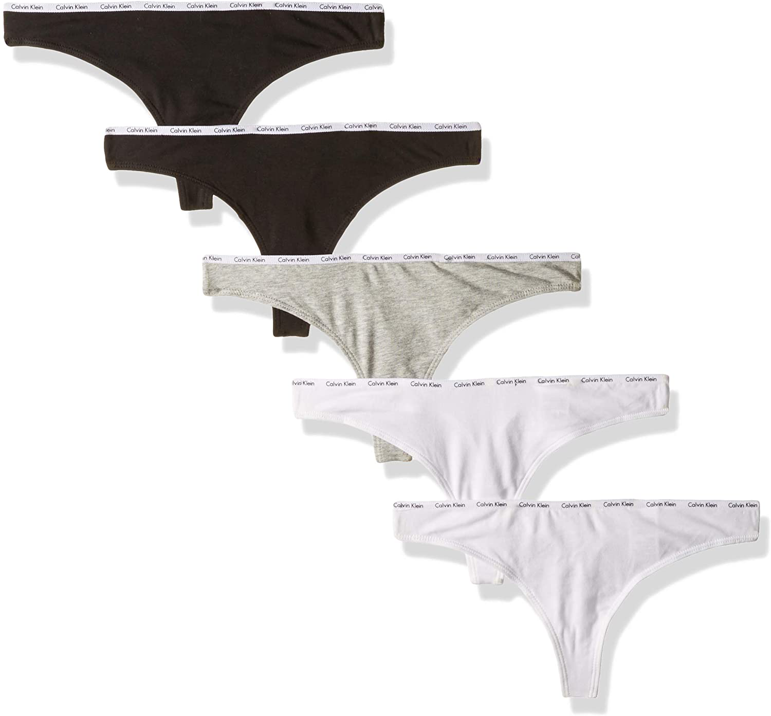 Calvin Klein Women's Signature Logo Cotton Thong Apparel & Accessories > Clothing > Underwear & Socks > Underwear Calvin Klein Black/White/Grey Heather 5 Large