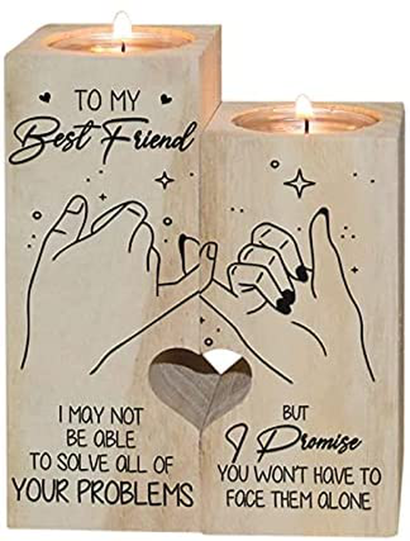 to My Bestie Candle Holder- Thank You for Being My Unbiological Sister Women Female Girl Friends LEFUYAN Personalized Custom Friendship Christmas Birthday Gift Wooden Candle Holder Arts & Entertainment > Party & Celebration > Gift Giving LEFUYAN To My Best Friend-
