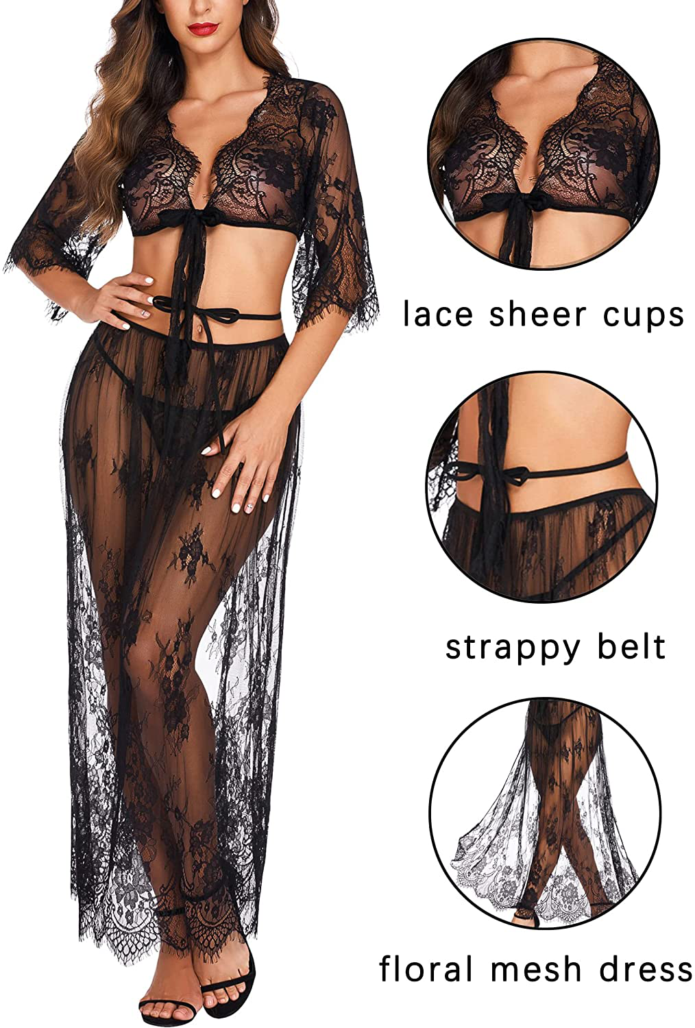 Avidlove Lingerie Set for Women Lace Babydoll Sexy Chemise See through Lingerie with Long Skirt Apparel & Accessories > Clothing > Underwear & Socks > Lingerie Kylie Max
