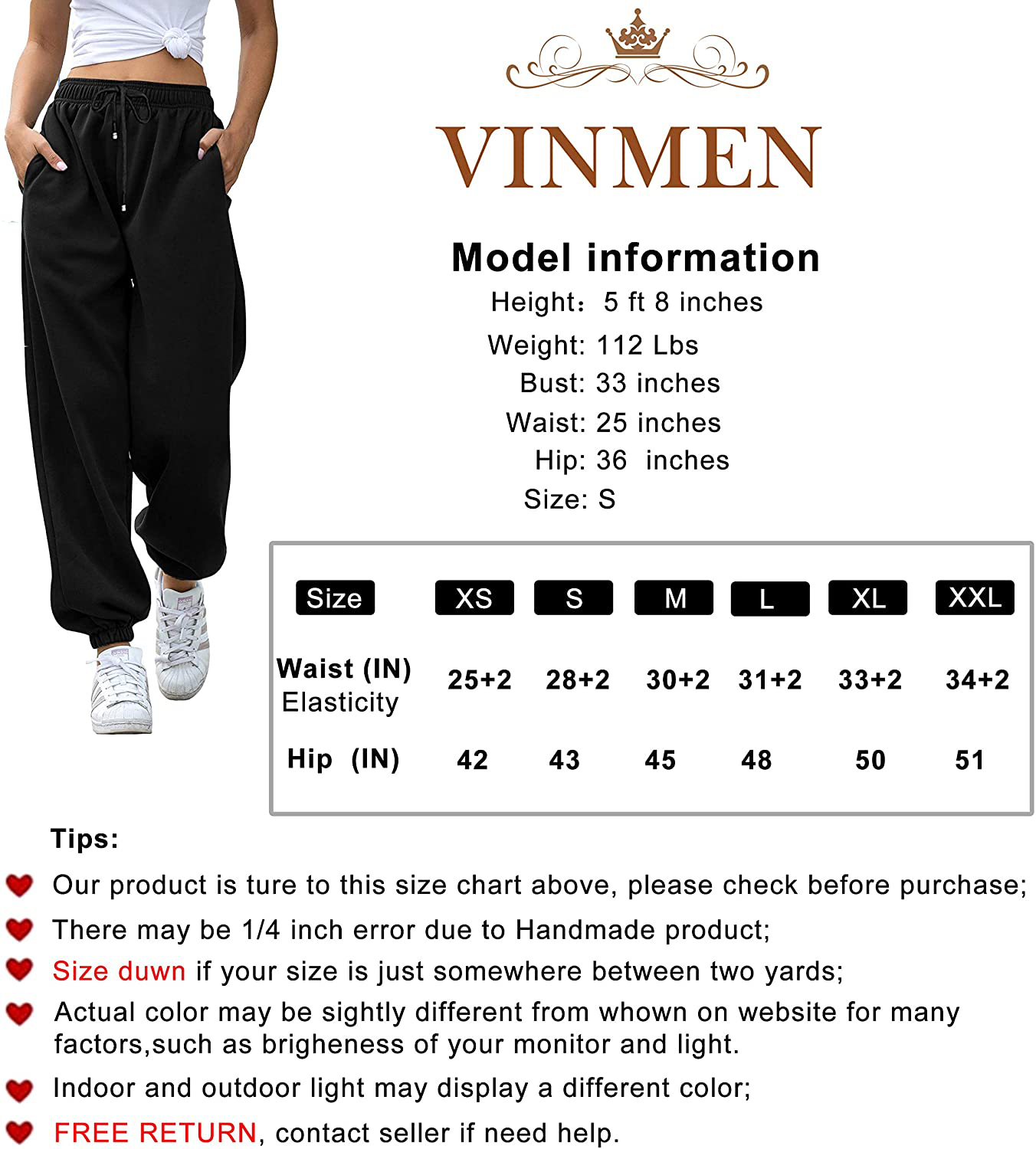 VINMEN Cinch Bottom Sweatpants for Women with Pockets Apparel & Accessories > Clothing > Activewear Kylie Max