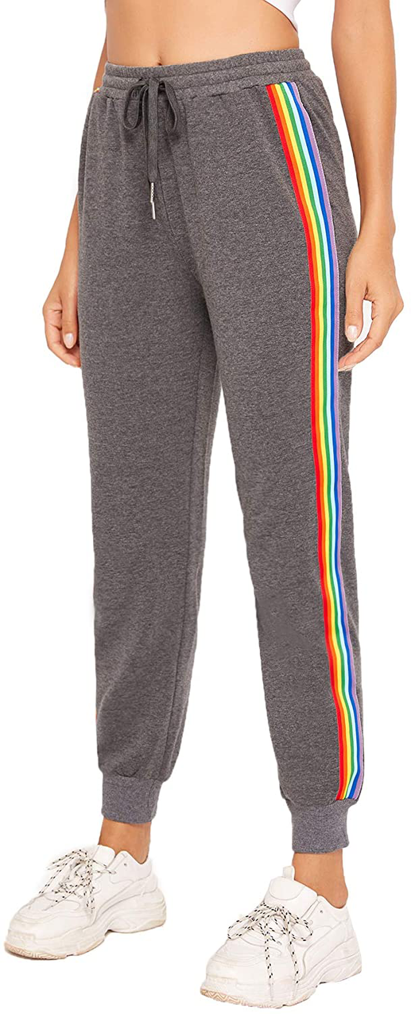 Sweatyrocks Women'S Drawstring Waist Striped Side Jogger Sweatpants with Pocket Apparel & Accessories > Clothing > Activewear Kylie Max
