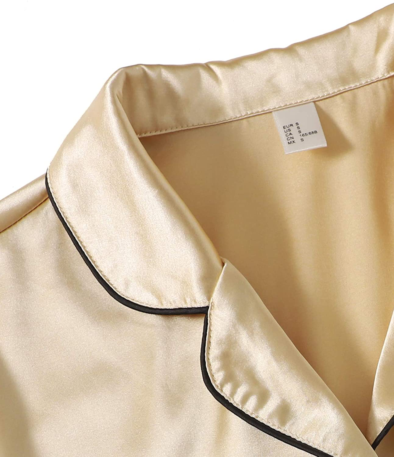 WDIRARA Women'S Silk Satin Pajama Set 4 Pieces Sleepwear Loungewear Pj Sets Apparel & Accessories > Clothing > Sleepwear & Loungewear Kylie Max