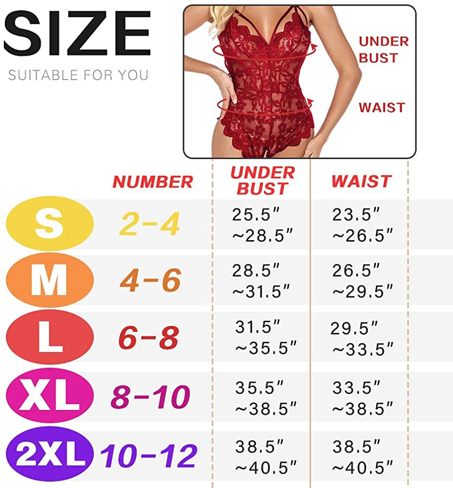 Women One Piece Lingerie Lace Sexy Baby Dolls Teddy Sleepwear Deep V Bodysuit Teddies Lingerie Apparel & Accessories > Clothing > Underwear & Socks > Lingerie CUTER