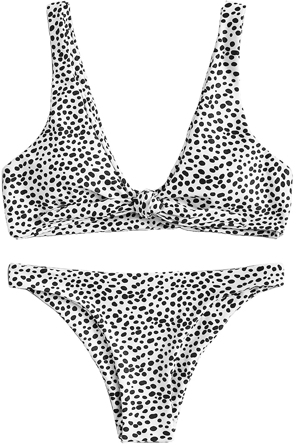 SweatyRocks Women's Sexy Bikini Swimsuit Tie Knot Front Leopard Print Swimwear Set Apparel & Accessories > Clothing > Swimwear SweatyRocks Leopard Small