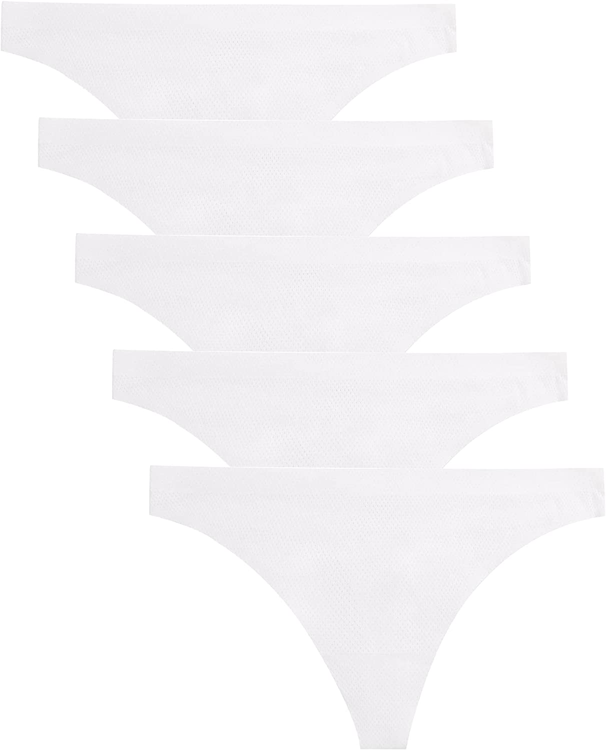 VOENXE Seamless Thongs for Women No Show Thong Underwear Women 5-10 Pack Apparel & Accessories > Clothing > Underwear & Socks > Underwear VOENXE H-5 Pack White X-Large
