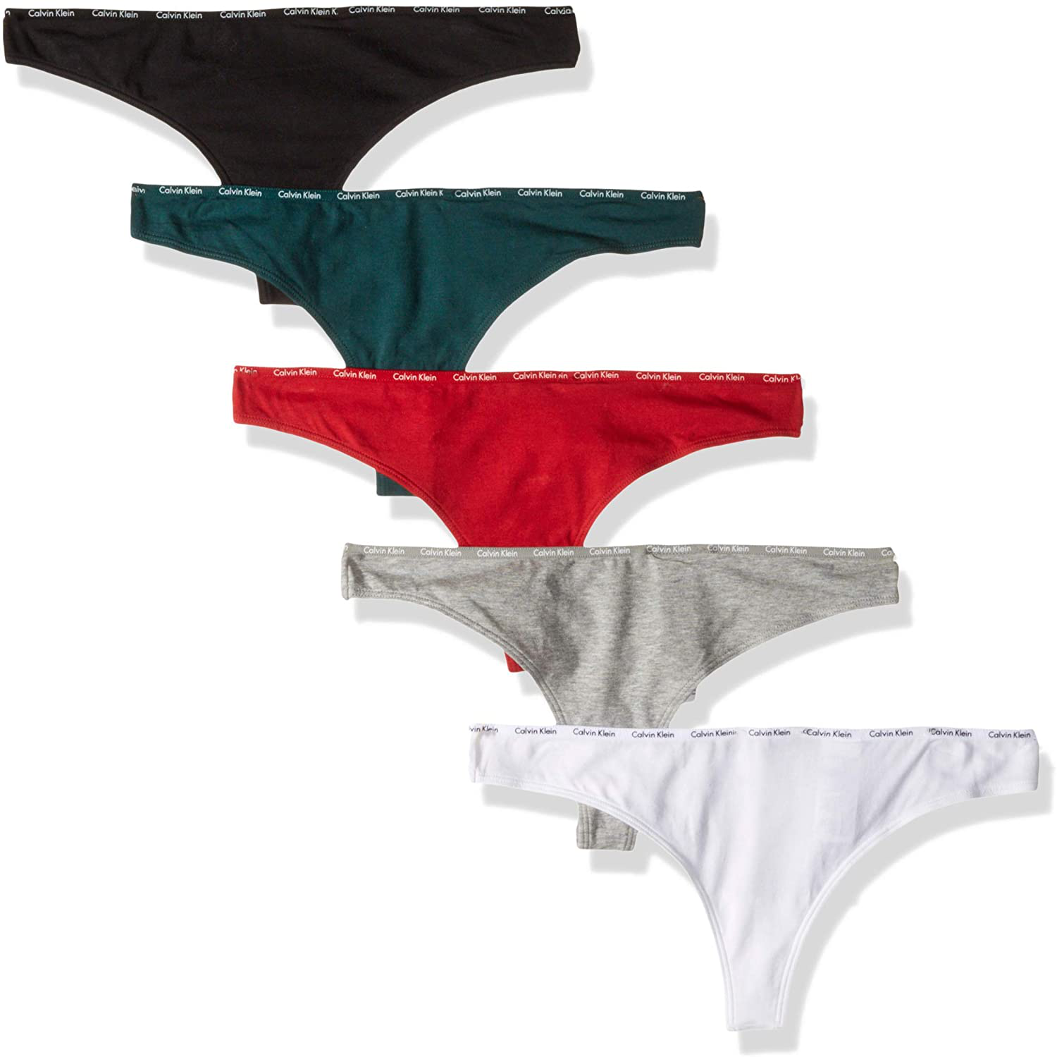 Calvin Klein Women's Signature Logo Cotton Thong Apparel & Accessories > Clothing > Underwear & Socks > Underwear Calvin Klein White/Black/Grey Heather/Temper/Polarity 5 Medium