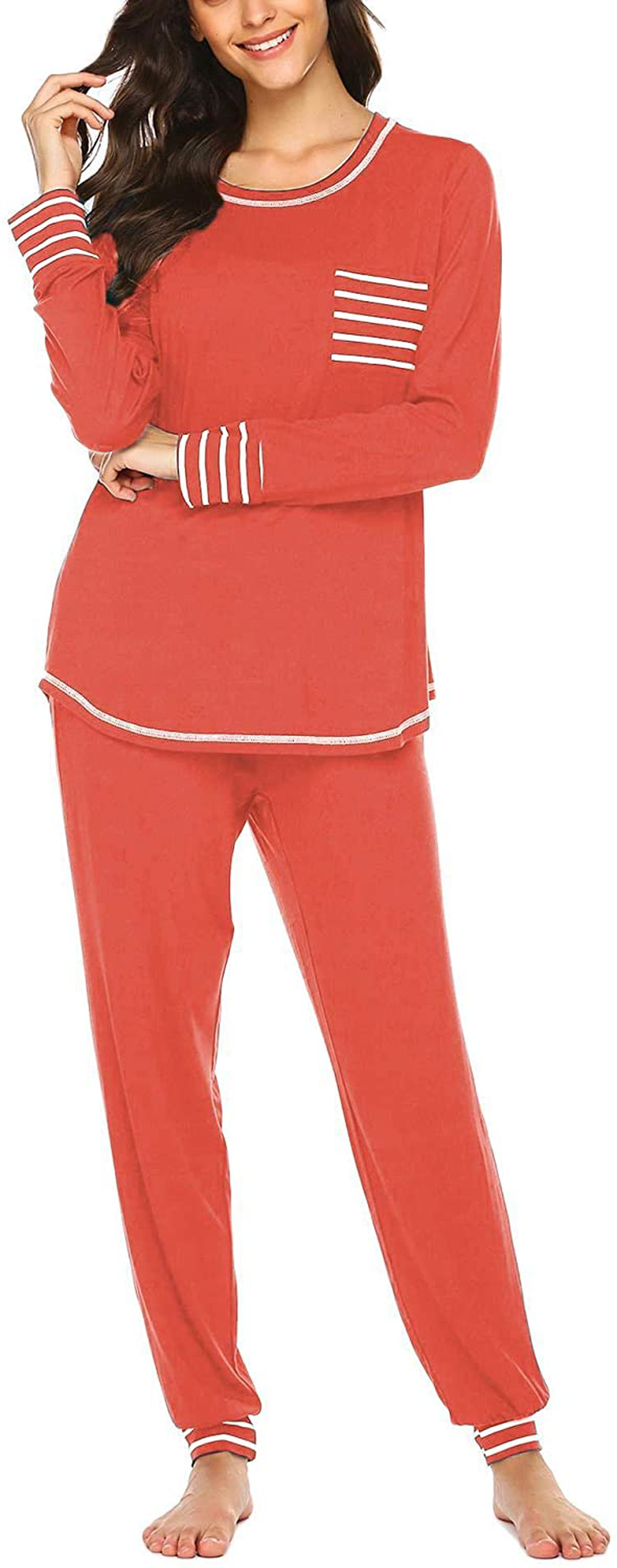 Ekouaer Pajamas Women’S Long Sleeve Sleepwear with Long Pants Soft Loungewear Pj Set S-XXL Apparel & Accessories > Clothing > Sleepwear & Loungewear > Pajamas Kylie Max