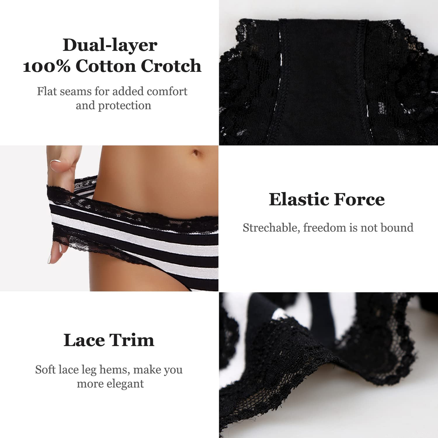 LYYTHAVON Women’S Underwear Soft Breathable Cotton Brief Ladies Panties 5-Pack Apparel & Accessories > Clothing > Underwear & Socks > Underwear LYYTHAVON