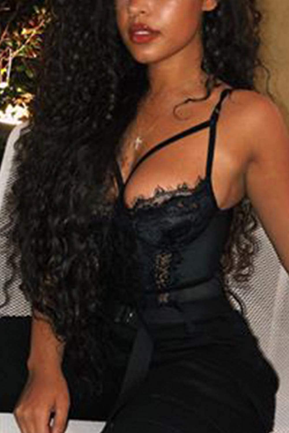 Aranmei Women's Sexy Eyelash Lace bodysuit Snap Crotch Teddy Lingerie Apparel & Accessories > Clothing > Underwear & Socks > Lingerie Aranmei