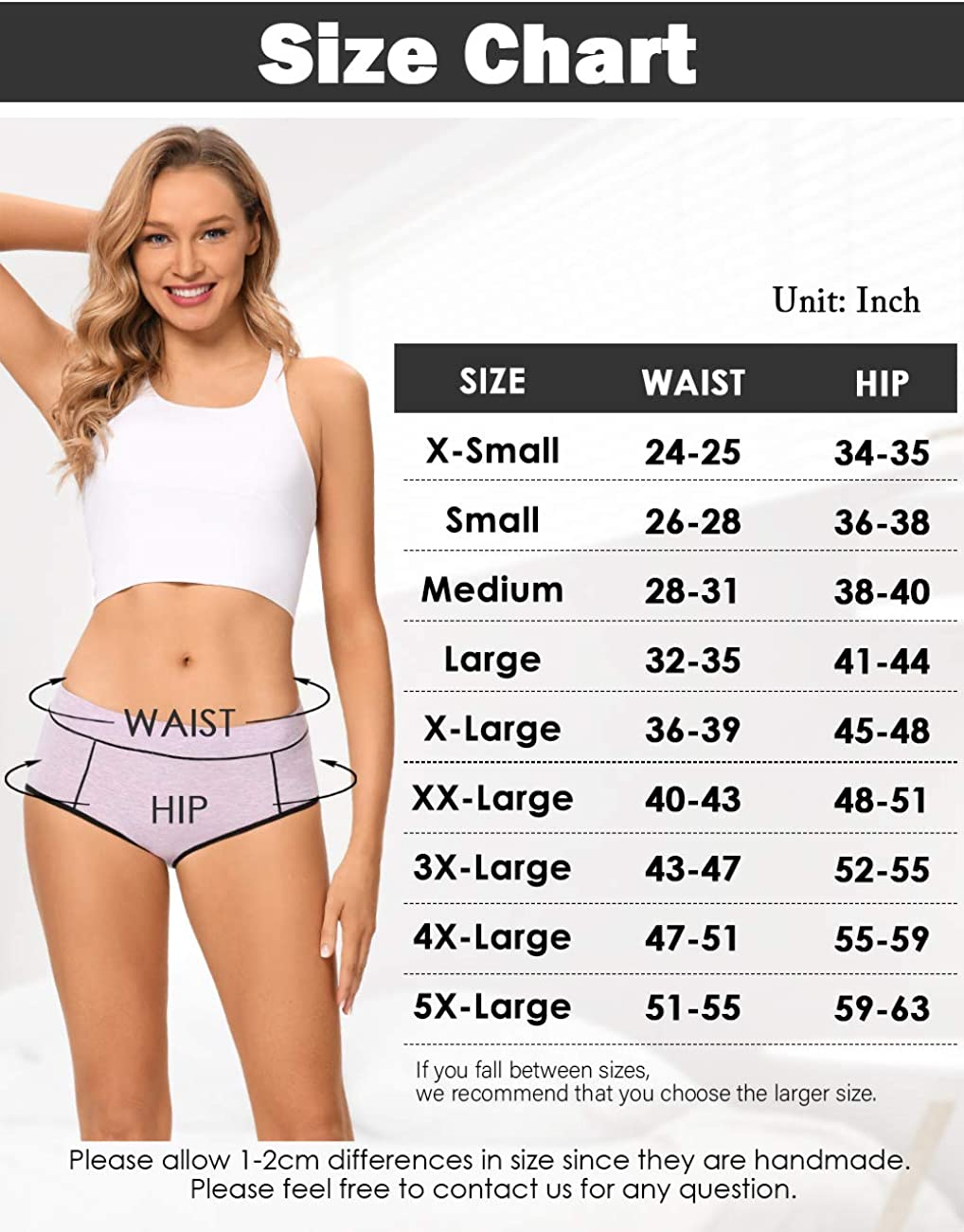 POKARLA Women'S Cotton Stretch Underwear Ladies Mid-High Waisted Briefs Panties 5-Pack Apparel & Accessories > Clothing > Underwear & Socks > Underwear POKARLA