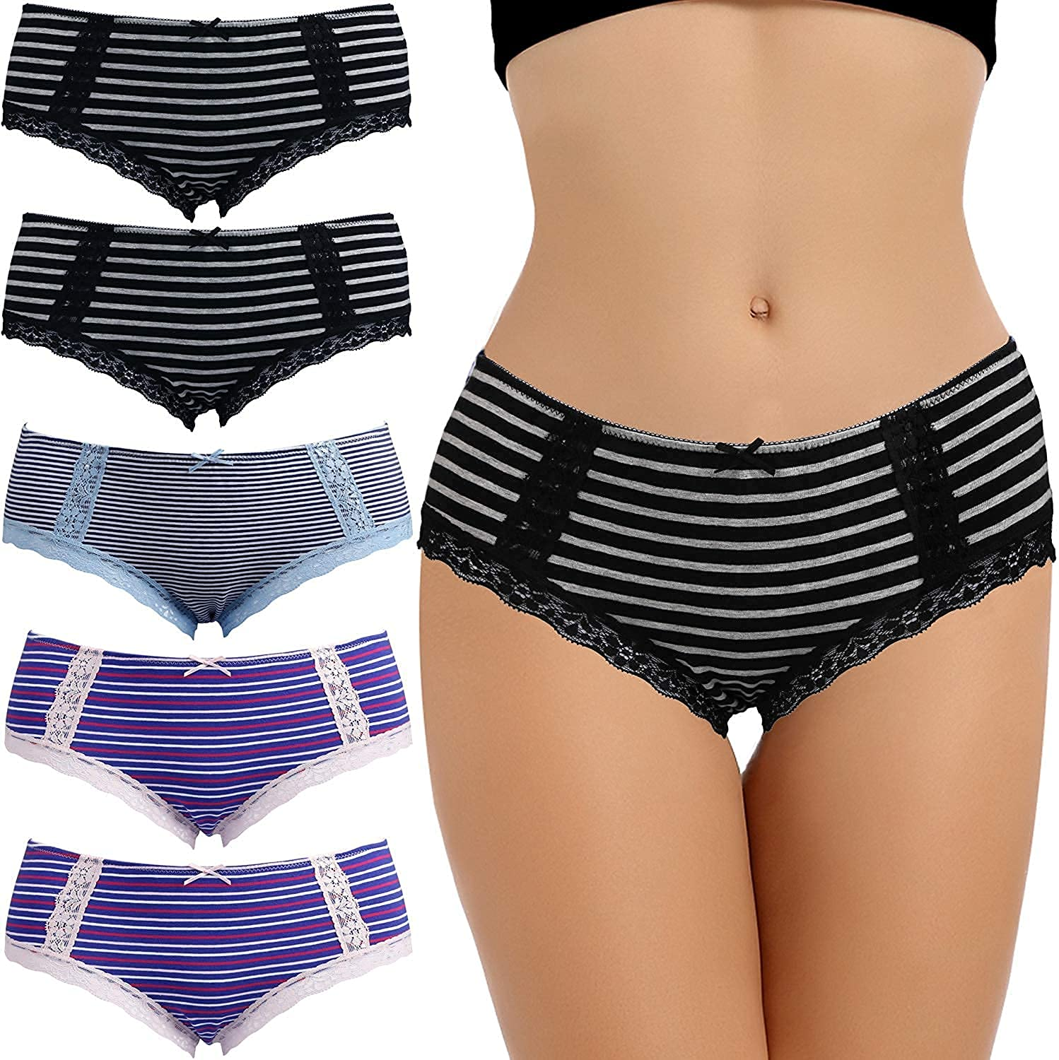 VOOKIIMO Soft Cotton Hipster Panties Womens Underwear Apparel & Accessories > Clothing > Underwear & Socks > Underwear VOOKIIMO Assorted B Small