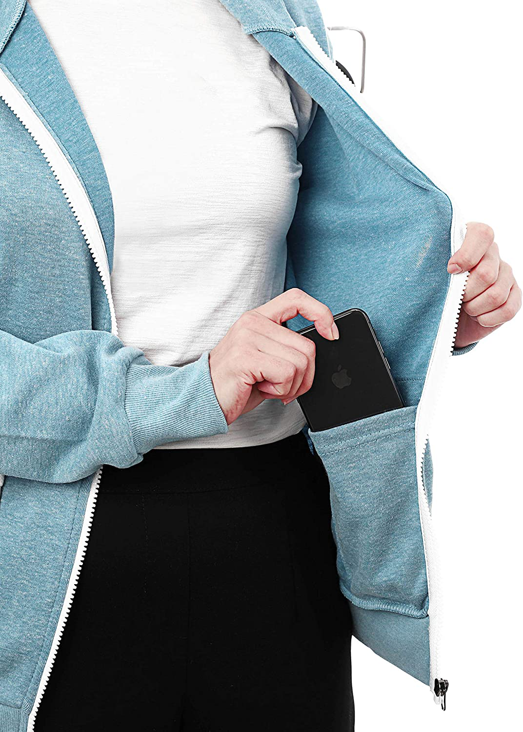 GIVON Womens Comfortable Long Sleeve Lightweight Zip-Up Hoodie with Kanga Pocket(Xs~4Xl) Apparel & Accessories > Clothing > Activewear Kylie Max