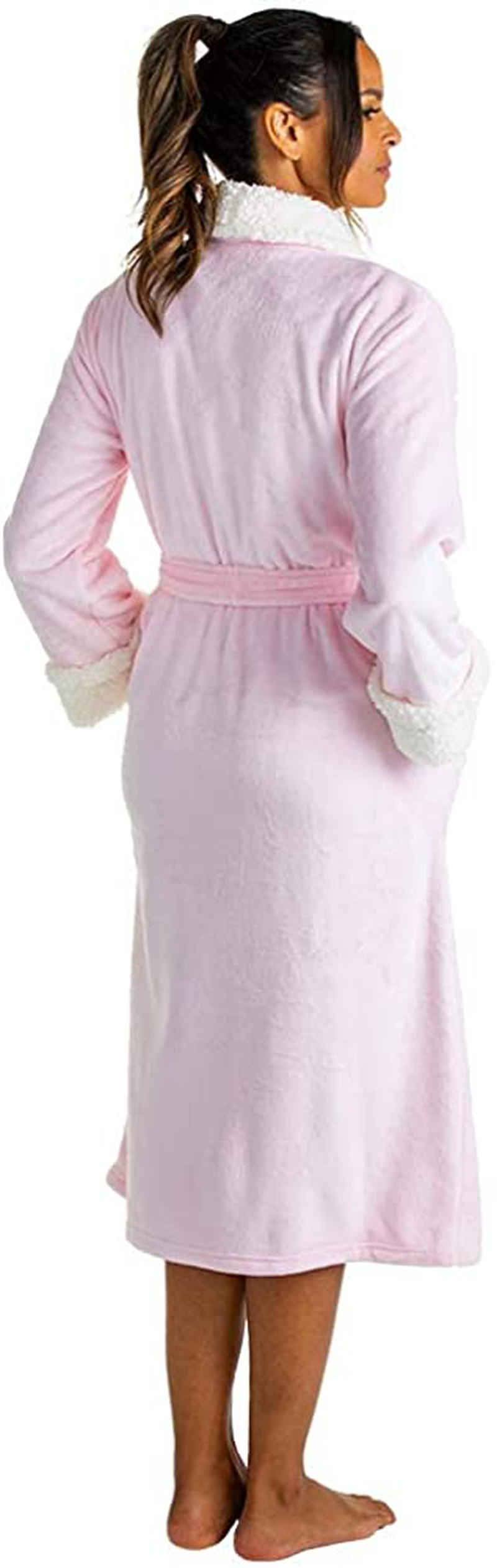 Softies Women'S Plush Sherpa Robe with Contrast Trim Apparel & Accessories > Clothing > Sleepwear & Loungewear > Robes Kylie Max