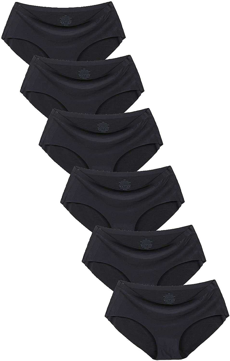 Women'S No Show Hiphugger Panties Pack of 6 Apparel & Accessories > Clothing > Underwear & Socks > Underwear Alruy 6 Pack: Black X-Large
