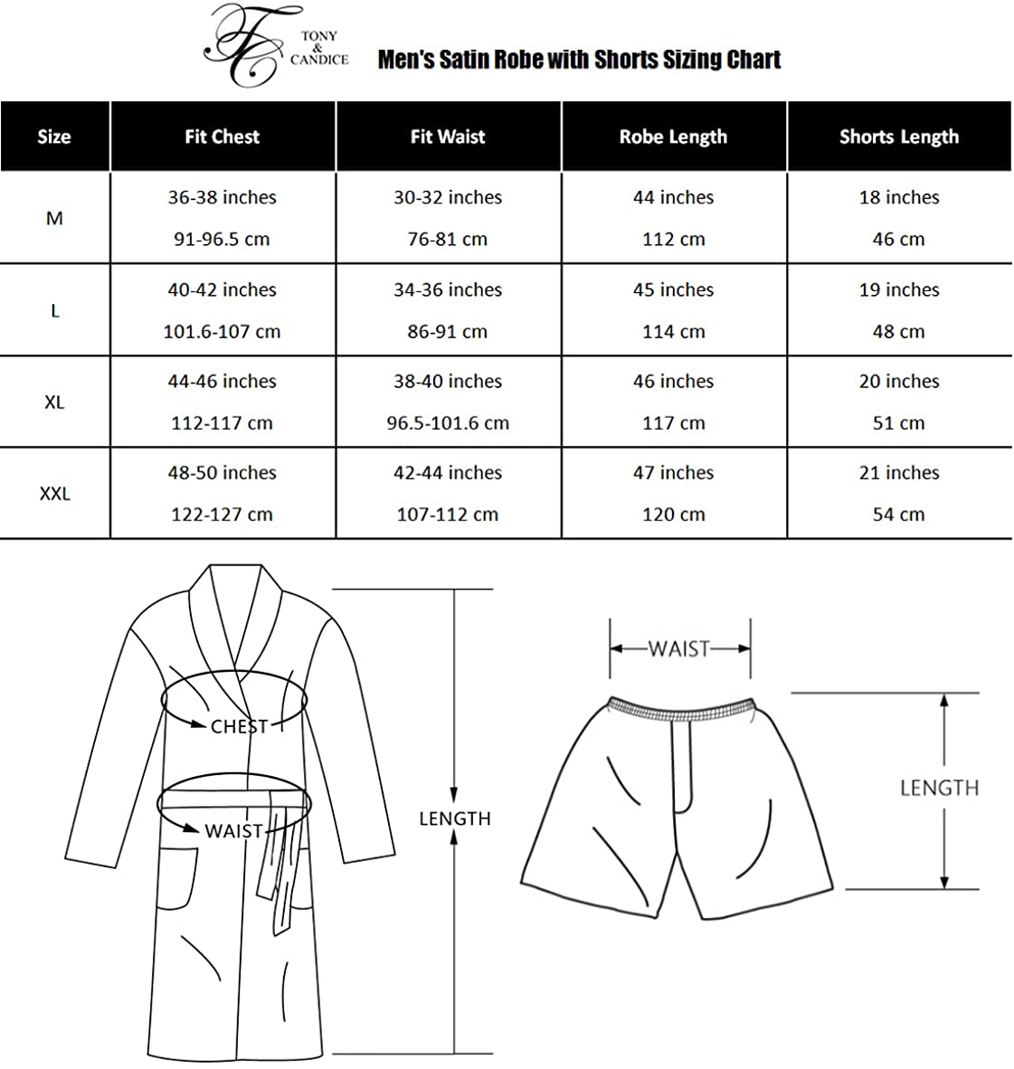 Tony & Candice Men’S Satin Robe Lightweight Long Sleeve Silk Kimono Bathrobe with Shorts Set Sleepwear Apparel & Accessories > Clothing > Sleepwear & Loungewear > Robes Kylie Max