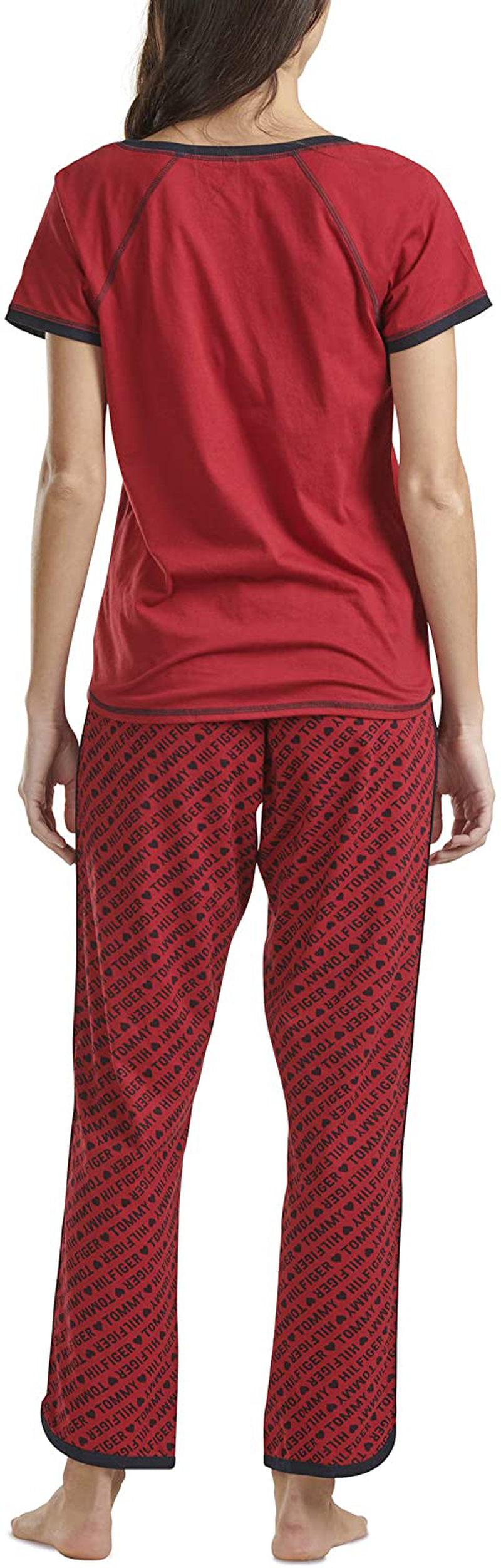 Tommy Hilfiger Women's Short Sleeve Tshirt and Logo Pant Lounge Bottom Pajama Set Pj Apparel & Accessories > Clothing > Sleepwear & Loungewear > Pajamas Tommy Hilfiger