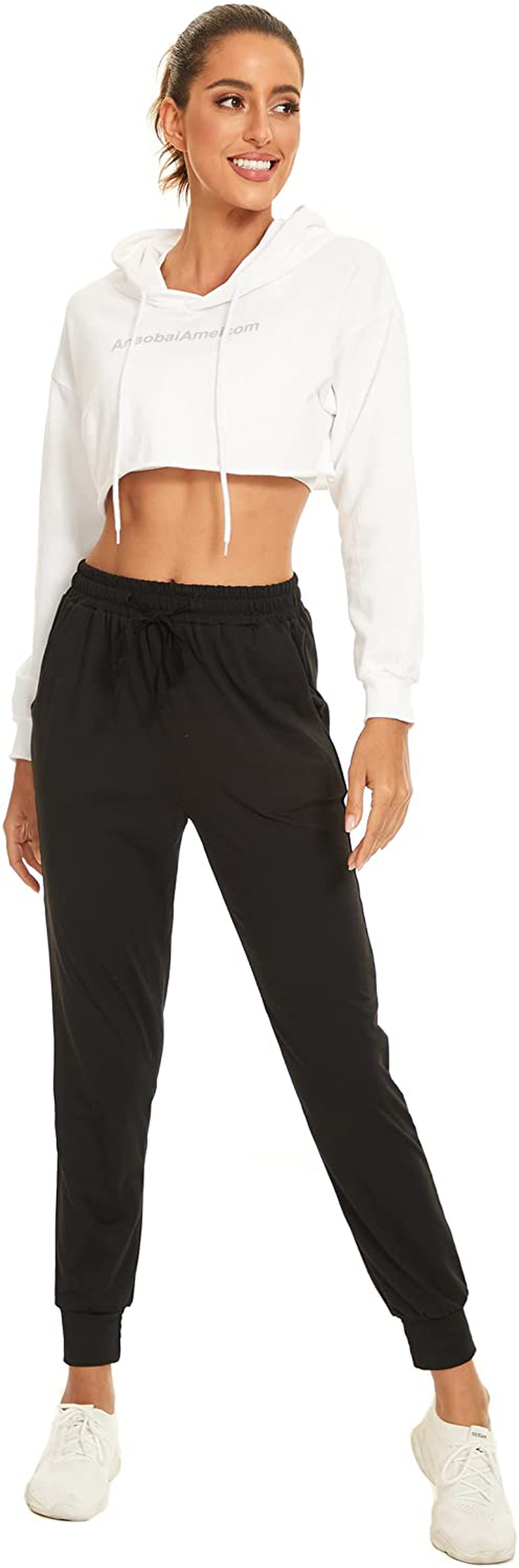 BATHRINS Women Tapered Joggers with Pockets – Casual Yoga High Waist Sweatpants Apparel & Accessories > Clothing > Activewear Kylie Max