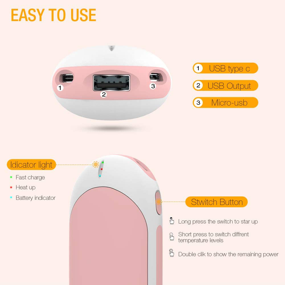 Hand Warmers Rechargeable | 9000mAh Electric Hot Hands Hand Warmer Power Bank | Portable Pocket Warmer Reuesable Handwarmers for Outdoor Sports, Hunting, Golf | Warm Gifts for Women Men Arts & Entertainment > Party & Celebration > Gift Giving CarPo