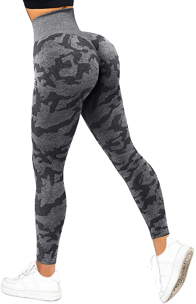 SUUKSESS Women Scrunch Butt Lifting Seamless Leggings Booty High Waisted Workout Yoga Pants Apparel & Accessories > Clothing > Activewear SUUKSESS #1 Upgrade Camo Marl Grey Medium