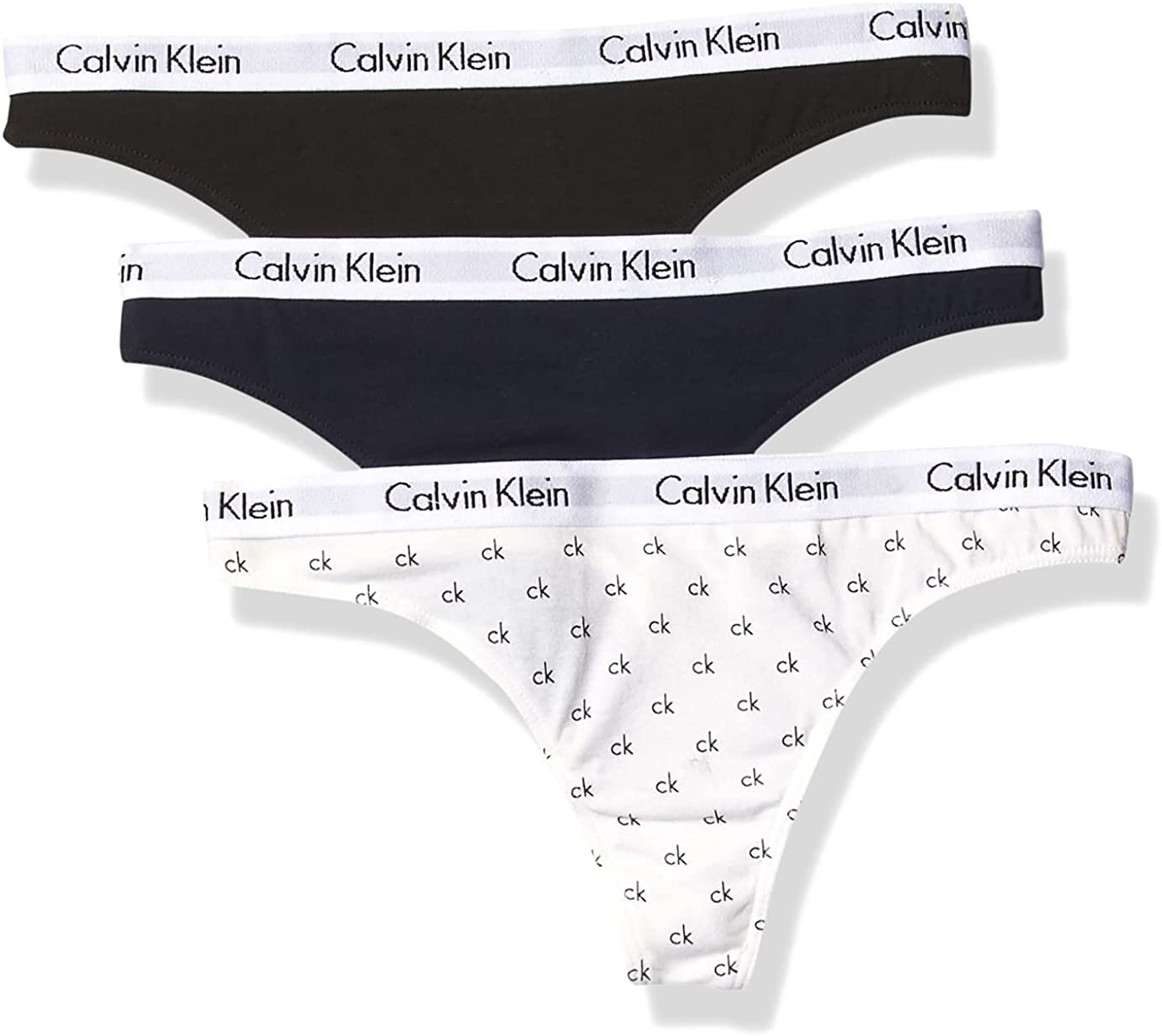 Calvin Klein Women's Carousel Logo Cotton Thong Panty Apparel & Accessories > Clothing > Underwear & Socks > Underwear Calvin Klein Black Shoreline Ck 1 X-Small