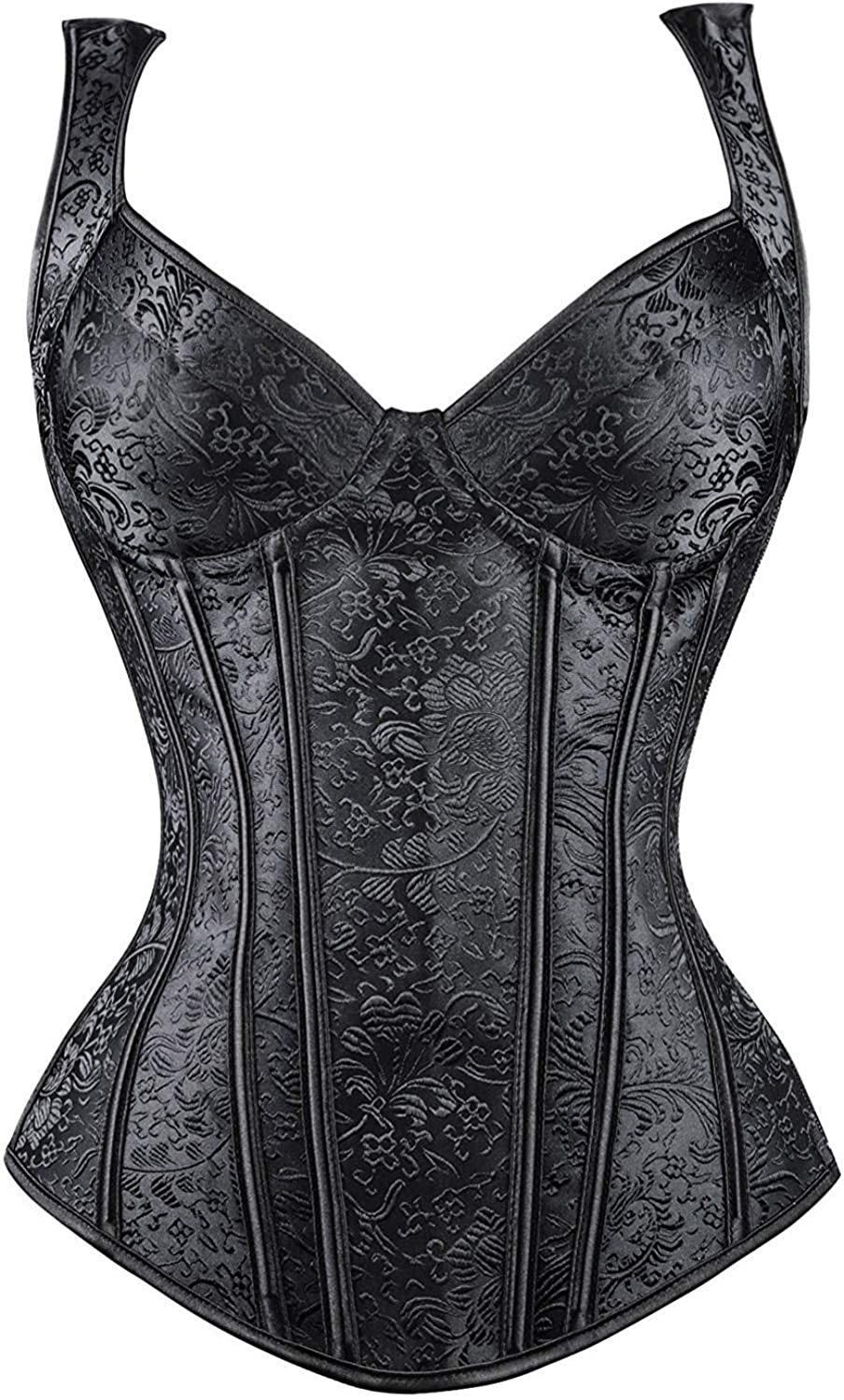 Blidece Women'S Sexy Boned Lace up Push up Shapewear Top Overbust Corset Bustier Apparel & Accessories > Clothing > Underwear & Socks > Lingerie Blidece Black 1 5X-Large
