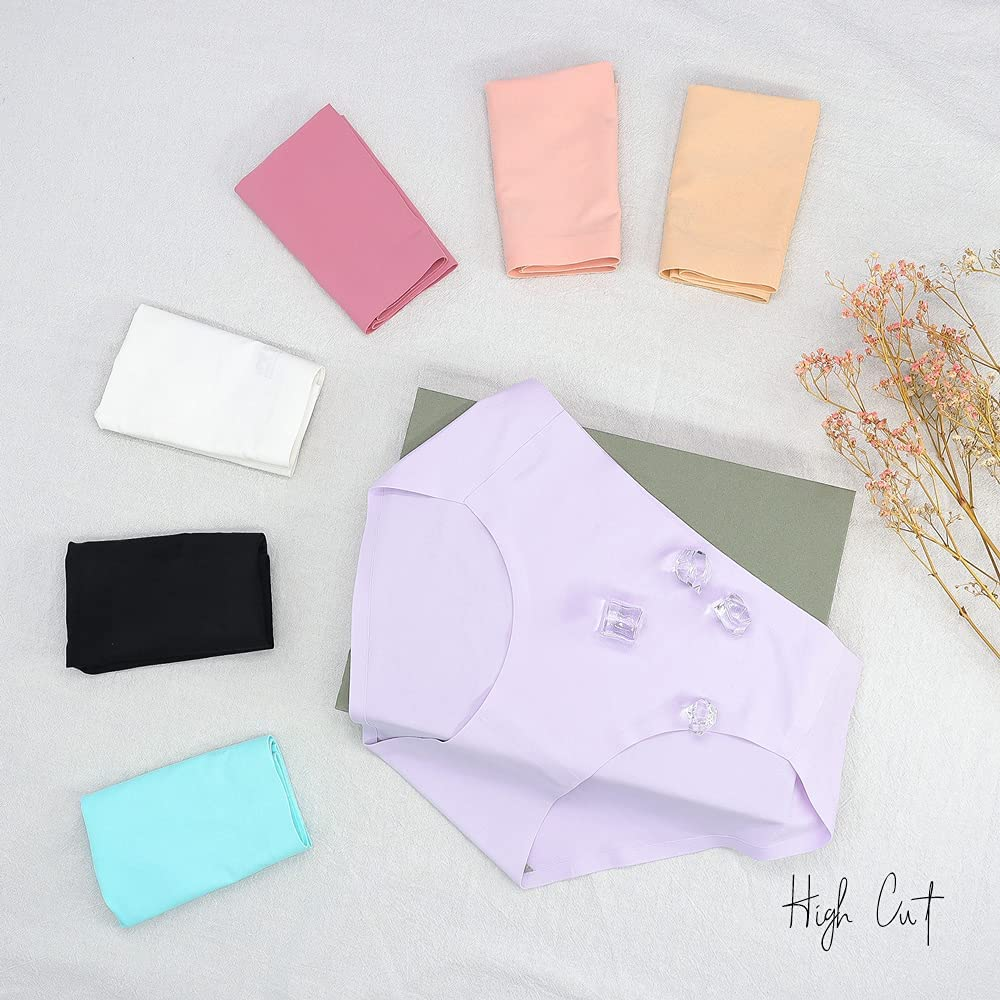 Fallsweet No Show Underwear for Women Seamless High Cut Briefs Mid-Waist Soft No Panty Lines,Pack of 5 Apparel & Accessories > Clothing > Underwear & Socks > Underwear FallSweet