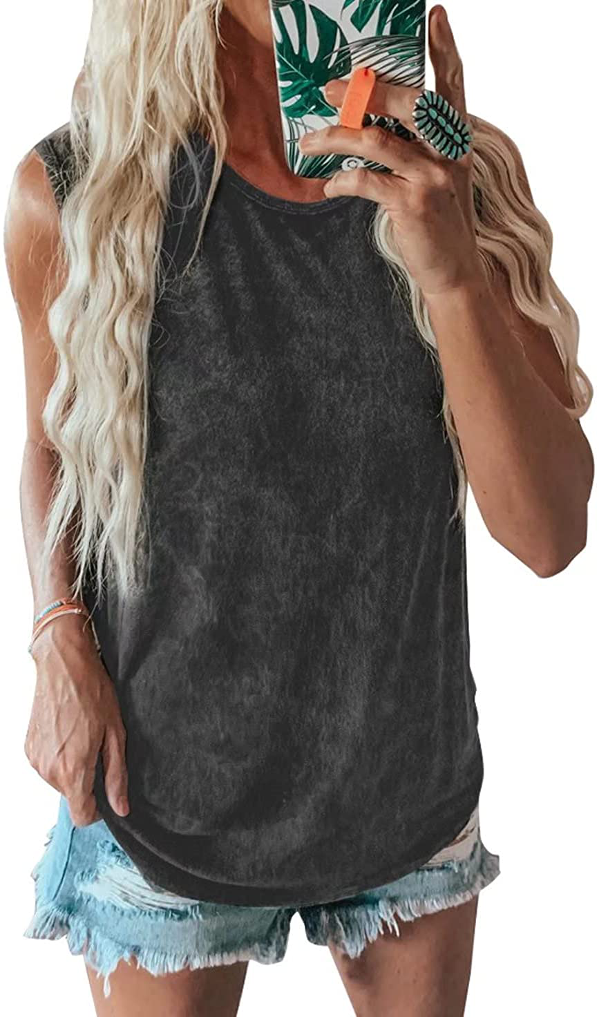 Dokotoo Womens Crew Neck Tank Tops Summer Leopard Detail Print Top Casual Cami Shirts Blouses S-XXL Apparel & Accessories > Clothing > Activewear Kylie Max