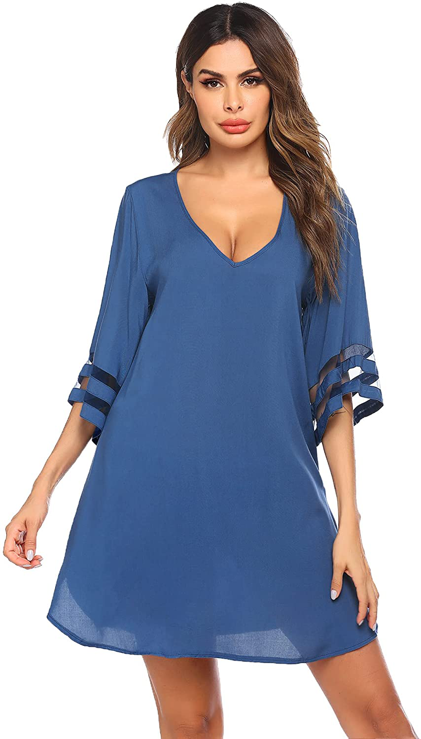Ekouaer Women'S Swim Cover Ups for Beach Swimwear, Summer Casual Loose Sun Dress Apparel & Accessories > Clothing > Swimwear Kylie Max