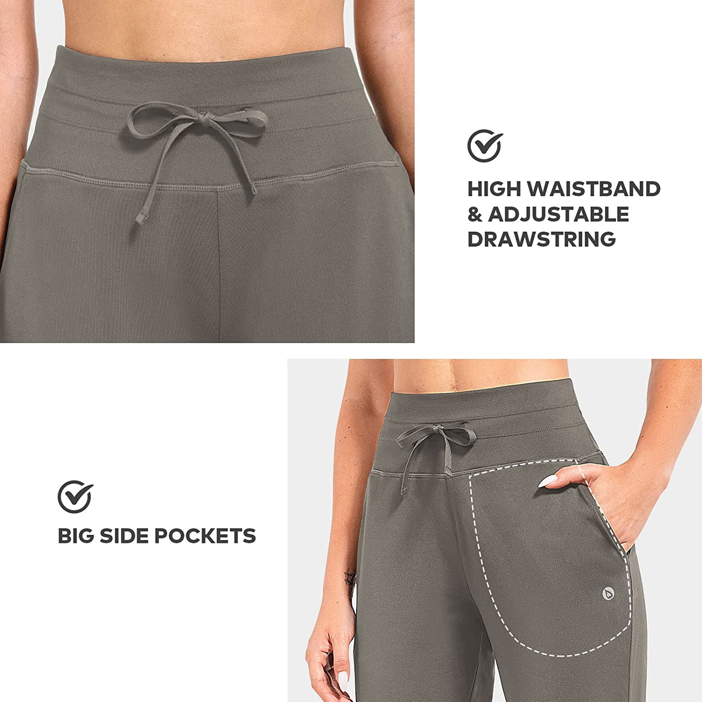 BALEAF Women'S Fleece Lined Pants Water Resistant Sweatpants High Waisted Thermal Joggers Winter Running Hiking Pockets Apparel & Accessories > Clothing > Activewear Kylie Max