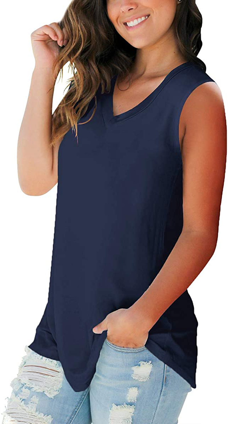 SAMPEEL Tank Tops for Women Trendy V Neck Basic Sleeveless Tee Shirts Women Casual Apparel & Accessories > Clothing > Activewear Kylie Max