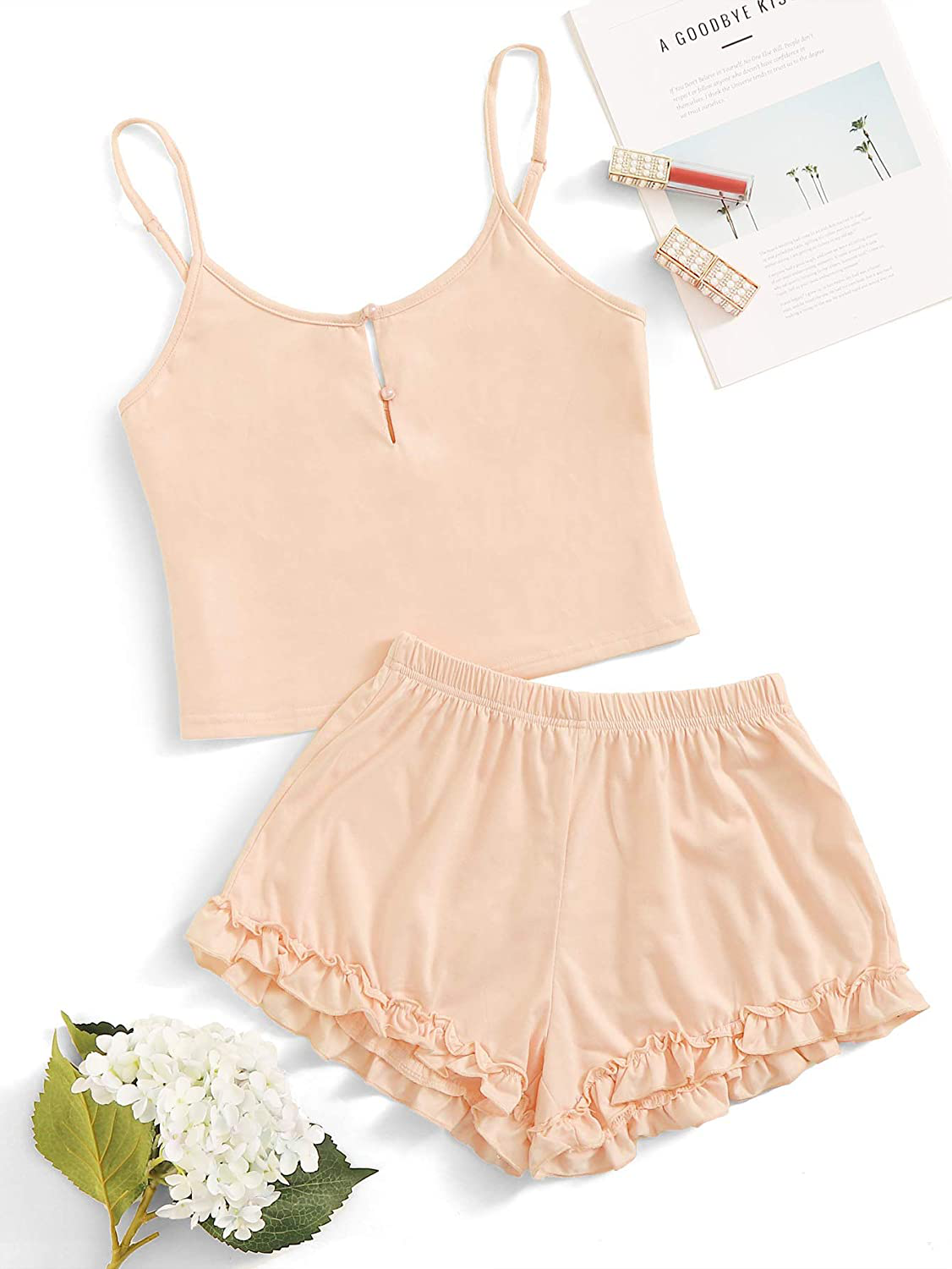 Shein Women'S Summer Floral Print Cami Top and Shorts Pajamas Set Apparel & Accessories > Clothing > Sleepwear & Loungewear Kylie Max
