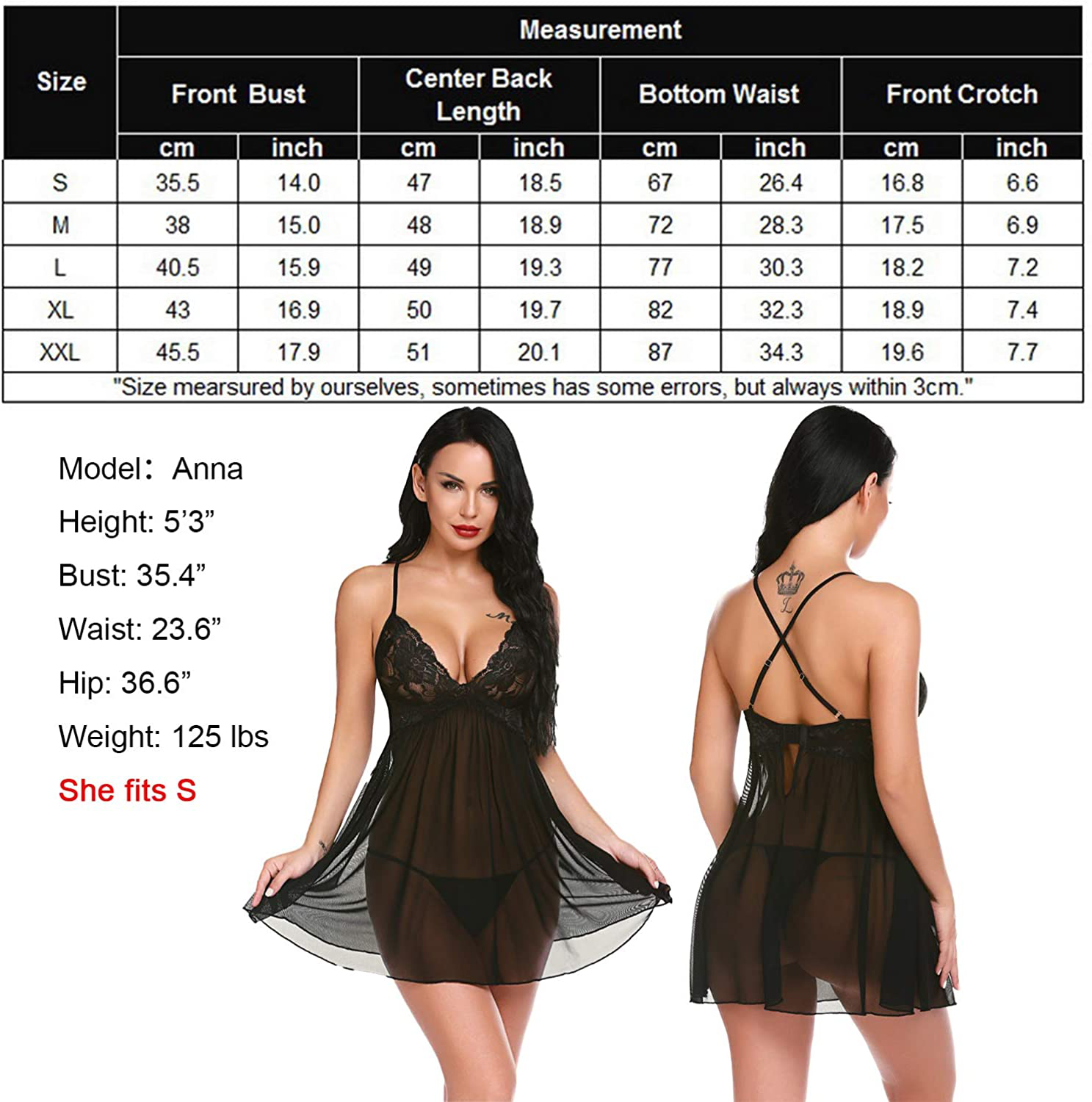 Avidlove Women Negligees Lingerie Lace Babydoll Sexy Chemise Exotic Mesh Nightgowns Apparel & Accessories > Clothing > Underwear & Socks > Lingerie Kylie Max